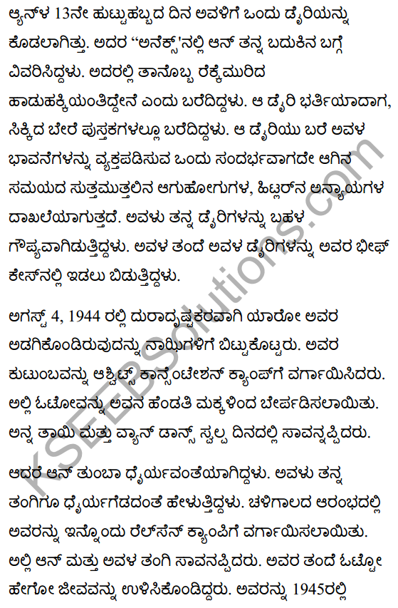 The Girl who was Anne Frank Summary in Kannada 2