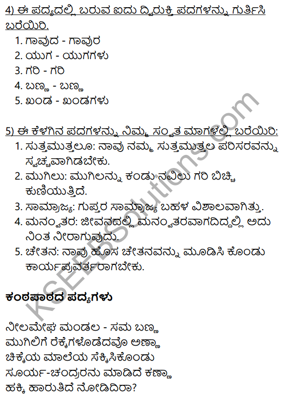 Hakki Harutide Nodidira Summary In Kannada KSEEB Solution