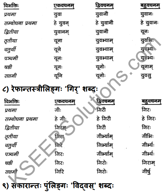 2nd PUC Sanskrit Textbook Answers Vyakaran शब्दरूपाणि 7