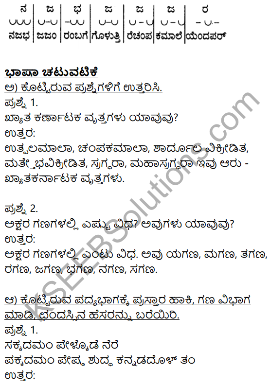 Siri Kannada Text Book Class 9 Solutions Padya Chapter 8 Kannada Naadu Nudi 10