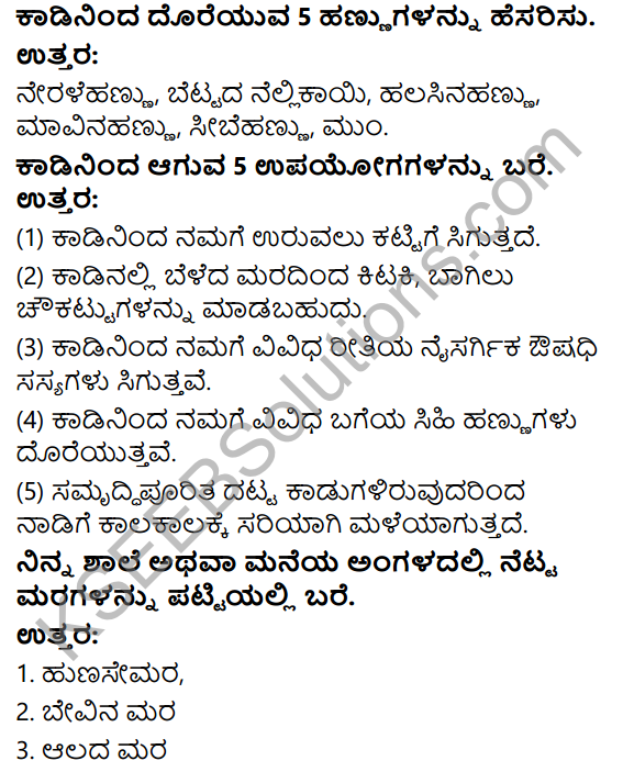 KSEEB Solutions for Class 4 EVS Chapter 3 Go Around the Forest in Kannada 7