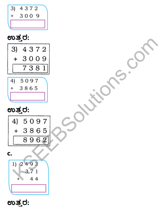 KSEEB Solutions for Class 4 Maths Chapter 3 Addition in Kannada 7