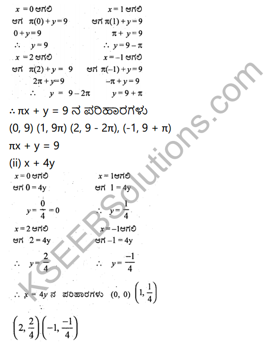 KSEEB Solutions for Class 9 Maths Chapter 10 Linear Equations in Two Variables Ex 10.2 in Kannada 3