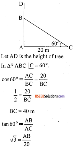 KSEEB Solutions for Class 10 Maths Chapter 12 Some Applications of Trigonometry Additional Questions 5