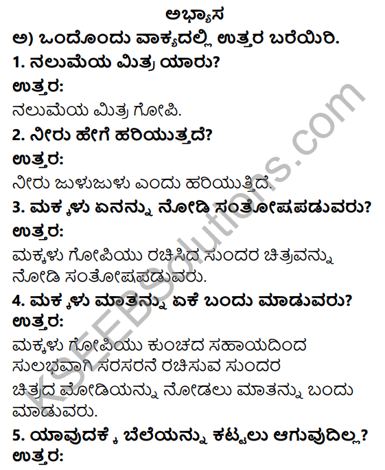 Savi Kannada Text Book Class 4 Solutions Chapter 13 Chitrakale Poem 1