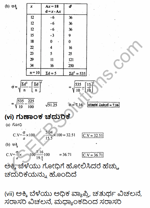 1st PUC Economics Question Bank Chapter 6 Measures of Dispersion in Kannada 11