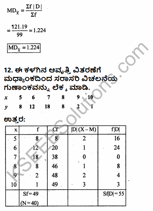 1st PUC Economics Question Bank Chapter 6 Measures of Dispersion in Kannada 40