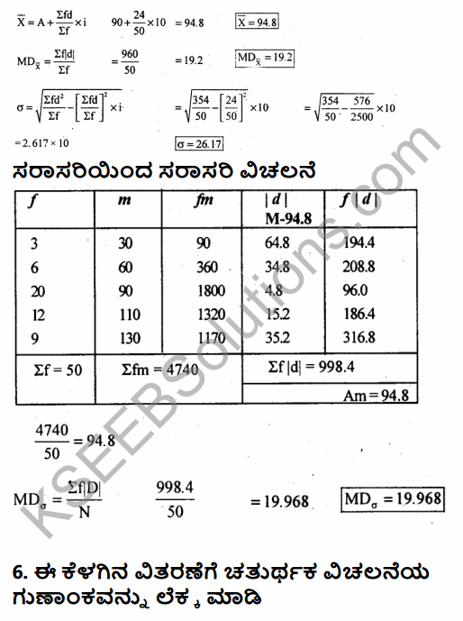 1st PUC Economics Question Bank Chapter 6 Measures of Dispersion in Kannada 51