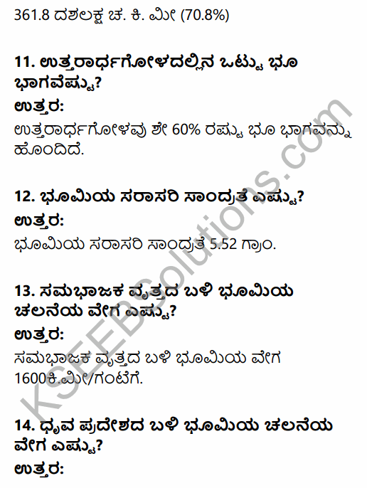 1st PUC Geography Question Bank Chapter 2 The Earth in Kannada 8