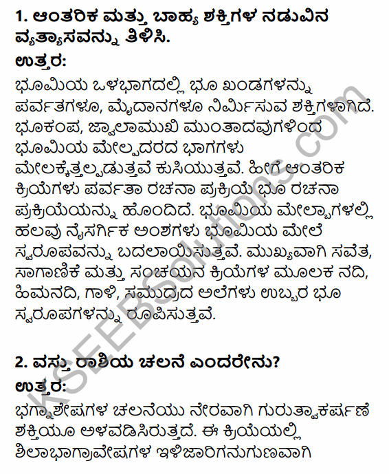 1st PUC Geography Question Bank Chapter 4 Landforms in Kannada 3