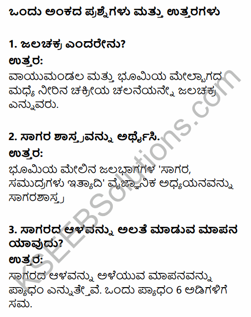 1st PUC Geography Question Bank Chapter 6 Hydrosphere in Kannada 1