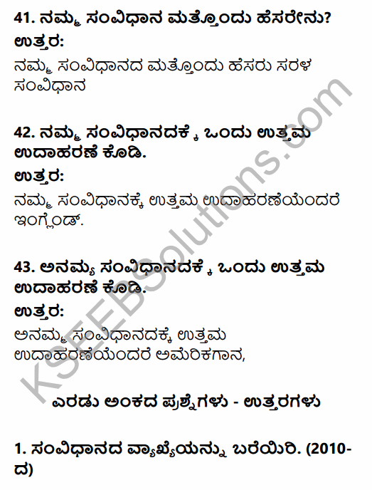 1st PUC Political Science Question Bank Chapter 4 Constitution and Government in Kannada 12