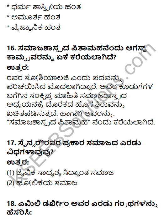 1st PUC Sociology Question Bank Chapter 1 Nature of Sociology in Kannada 22