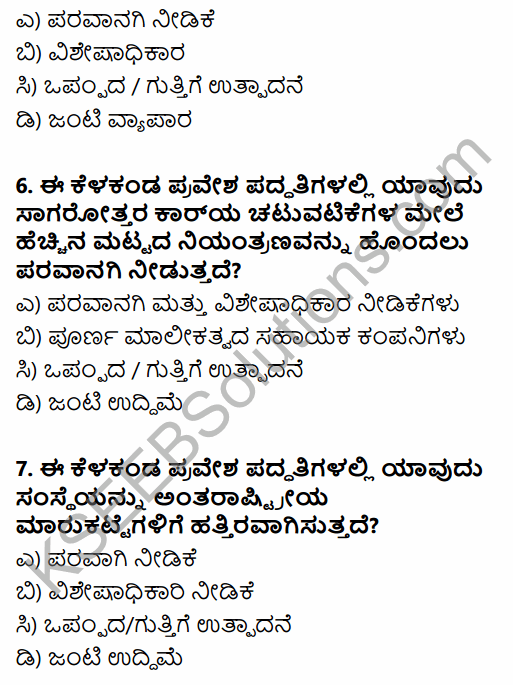 1st PUC Business Studies Question Bank Chapter 11 International Business - I in Kannada 3