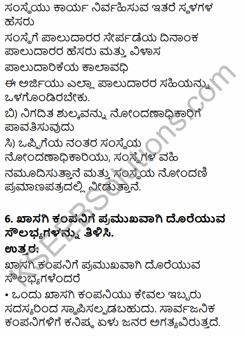 1st PUC Business Studies Question Bank Chapter 2 Forms of Business Organisation in Kannada 13