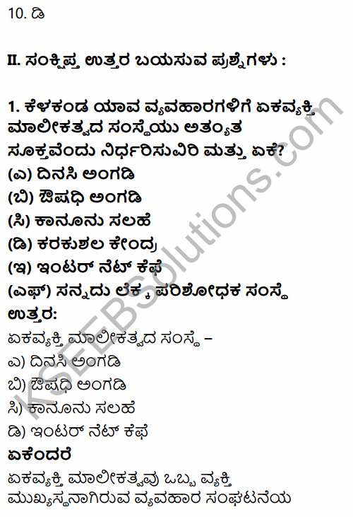 1st PUC Business Studies Question Bank Chapter 2 Forms of Business Organisation in Kannada 5