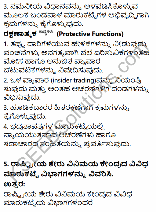 2nd PUC Business Studies Question Bank Chapter 10 Financial Market in Kannada 32