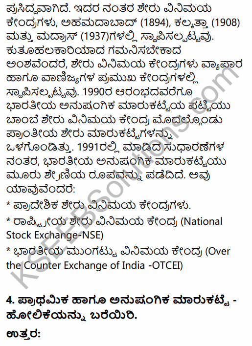 2nd PUC Business Studies Question Bank Chapter 10 Financial Market in Kannada 45