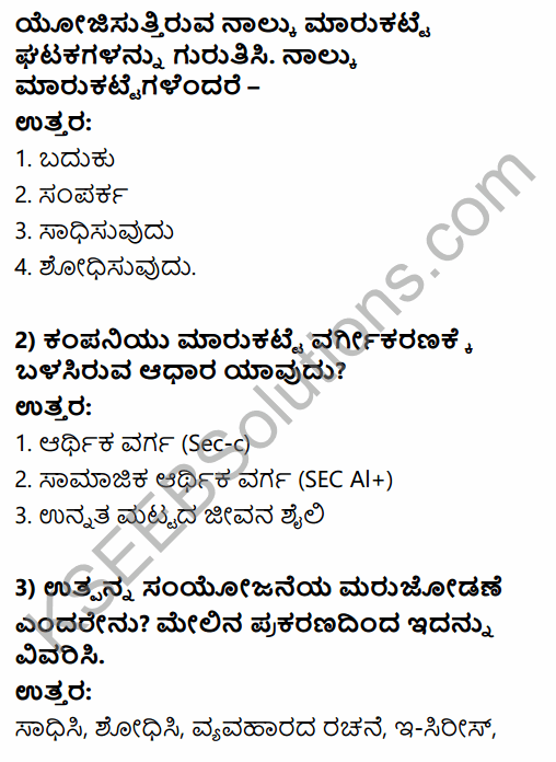 2nd PUC Business Studies Question Bank Chapter 11 Marketing Management in Kannada 67