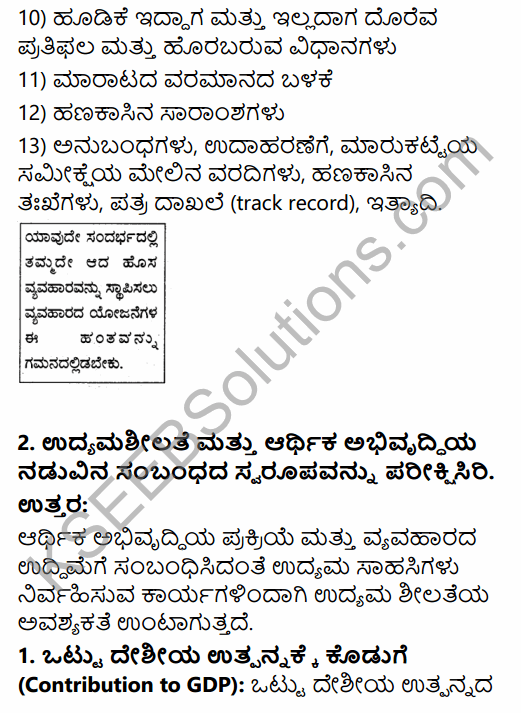 2nd PUC Business Studies Question Bank Chapter 13 Entrepreneurship Development in Kannada 14
