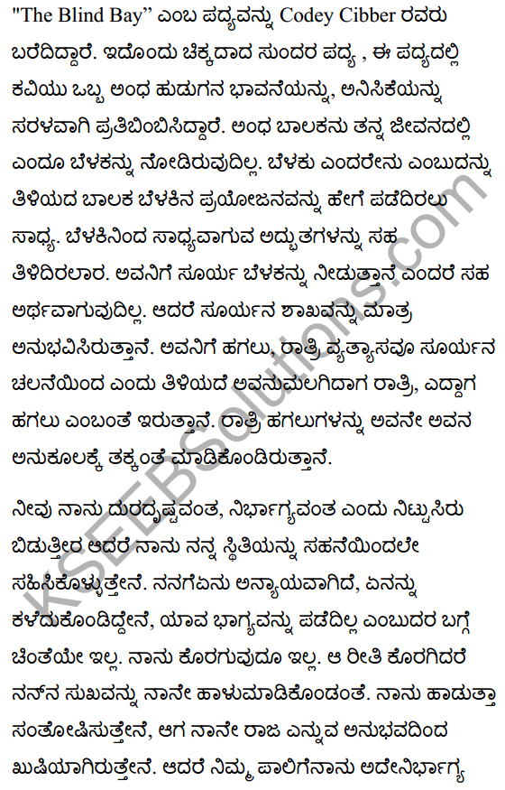 The Blind Boy Poem Summary in Kannada 1