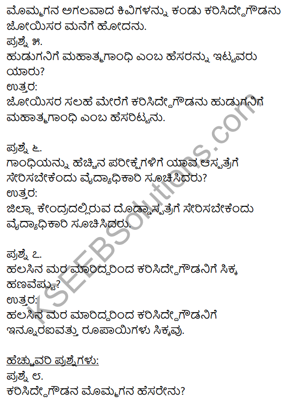 1st Puc Kannada Notes Gandhi KSEEB Solution