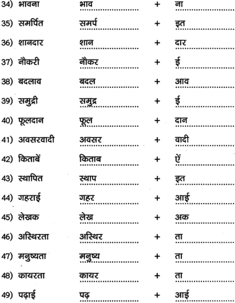 2nd PUC Hindi Workbook Answers व्याकरण प्रत्यय 5