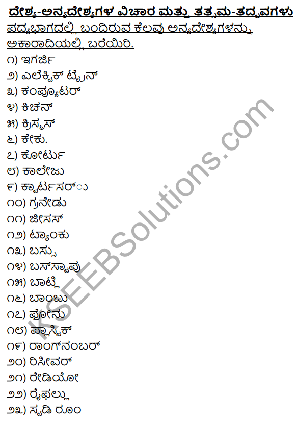 2nd PUC Kannada Workbook Answers Chapter 4 Desya, Anyadesyagalu, Tatsama-Tadbhava Galu 1