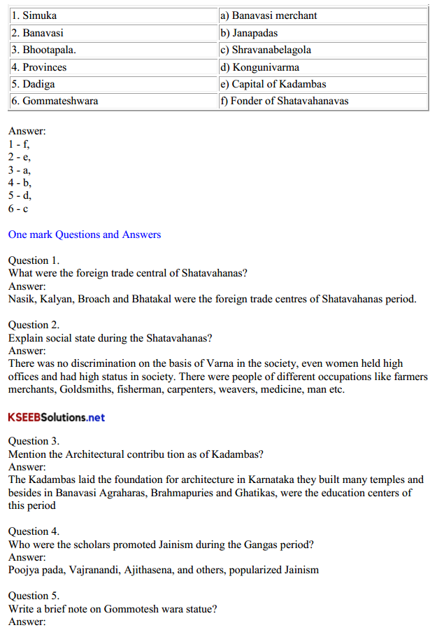 South India - Shatavahanas Gangas Questions and Answers KSEEB Class 8 Social Science 5